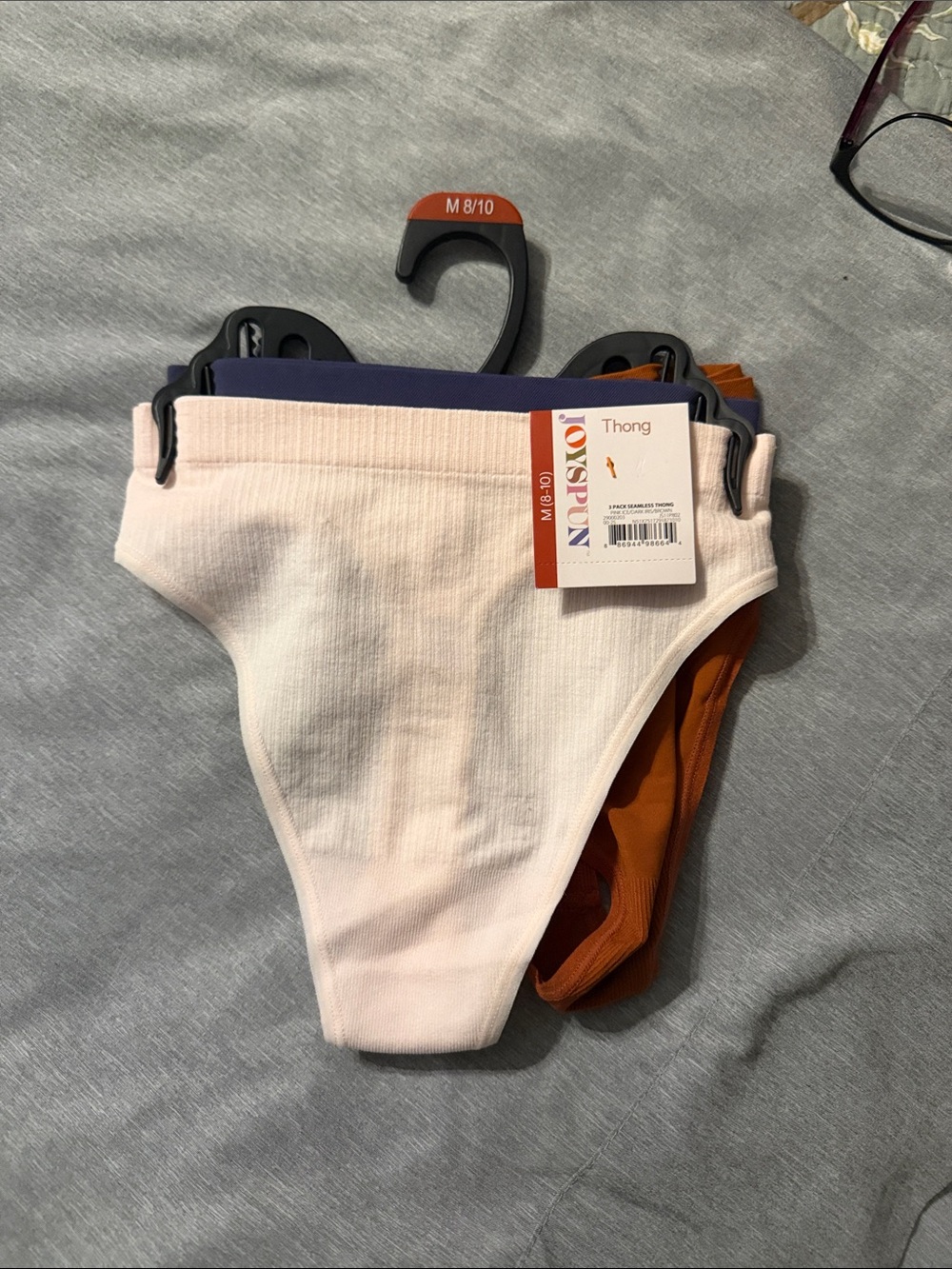 3-Pack Ribbed Thong Set - Cream, Navy & Rust